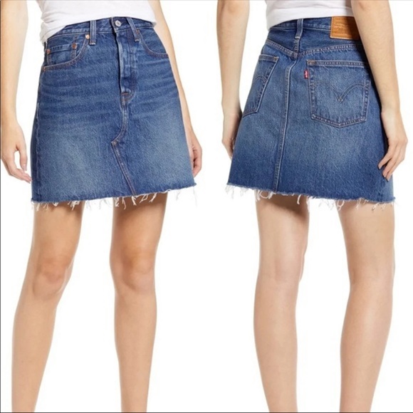 Levi’s High Rise Deconstructed Button Fly Skirt - Picture 9 of 11